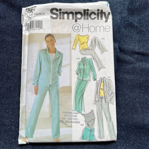 SIMPLICITY 5867 Sewing Jogging Jacket Top Pants Shorts Skirt UNCUT 6 -12 Pattern - Picture 1 of 4